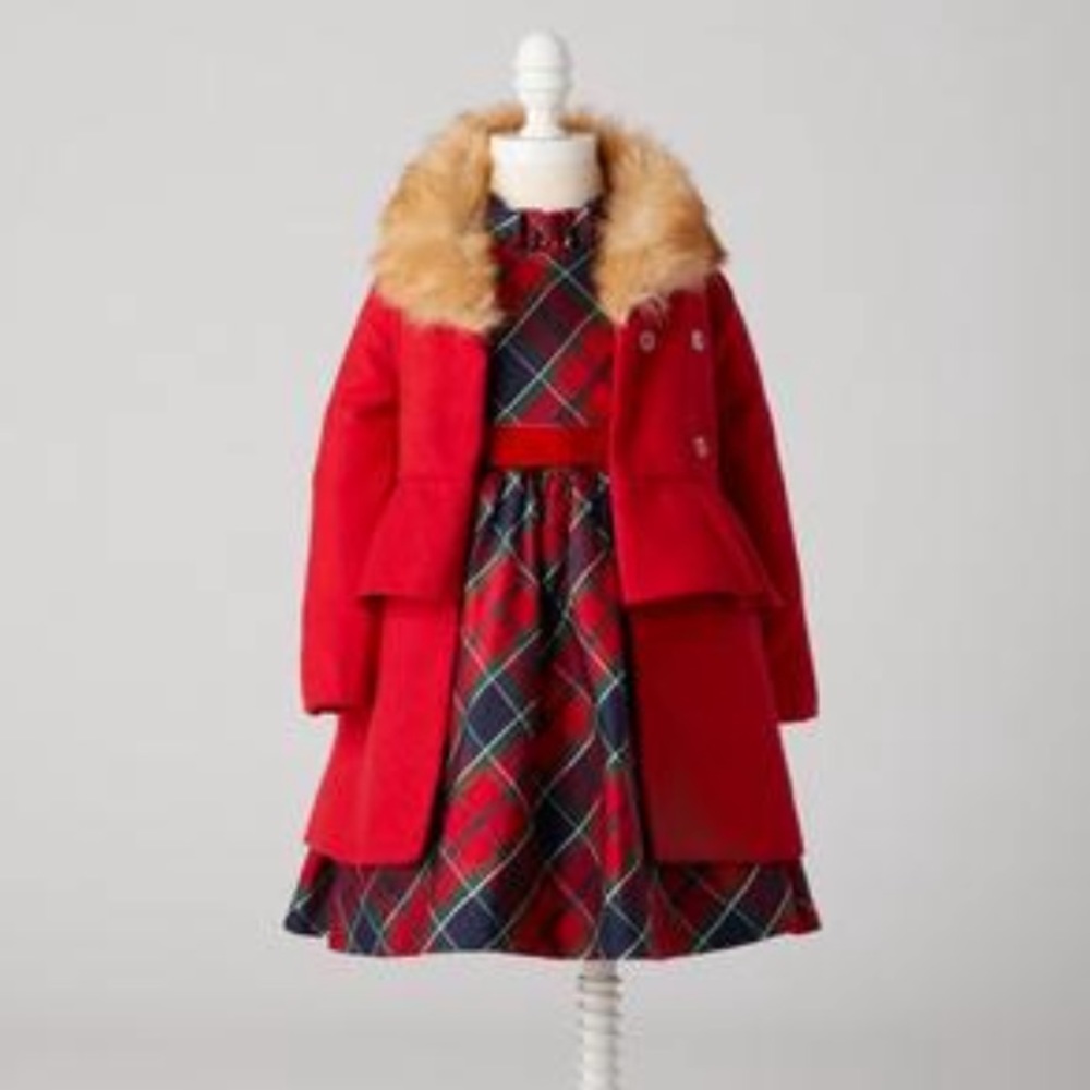 Coat ❤️ Janie and Jack Faux Fur Trim Read Coat, size 5-6